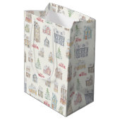 Cozy Christmas Winter Homes Wrapping Paper ミディアムペーパーバッグ (裏面アングル)