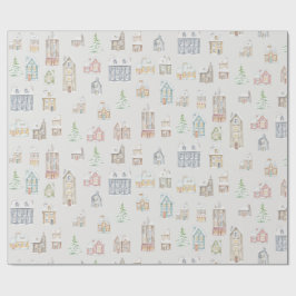 Cozy Christmas Winter Homes Wrapping Paper ラッピングペーパー