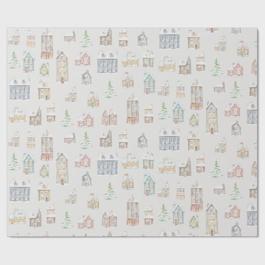 Cozy Christmas Winter Homes Wrapping Paper ラッピングペーパー (フラット)