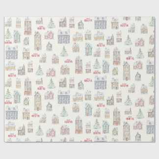 Cozy Christmas Winter Homes Wrapping Paper ラッピングペーパー