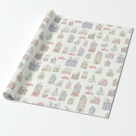 Cozy Christmas Winter Homes Wrapping Paper ラッピングペーパー