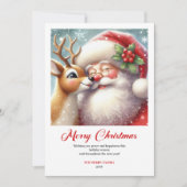 Cozy Classic Santa And Rudolph Holiday Greeting シーズンカード (正面)