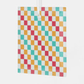 Cozy classroom diagonal checkerboard pattern ガラスオーナメント (正面左)