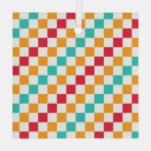 Cozy classroom diagonal checkerboard pattern ガラスオーナメント (裏面)