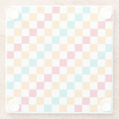 Cozy classroom diagonal checkerboard pattern ガラスコースター (裏面)