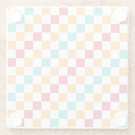 Cozy classroom diagonal checkerboard pattern ガラスコースター (裏面)