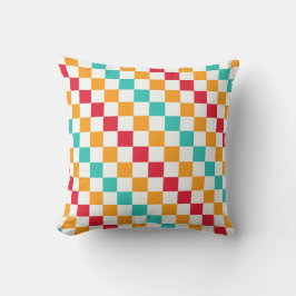 Cozy classroom diagonal checkerboard pattern クッション