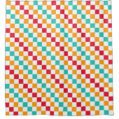 Cozy classroom diagonal checkerboard pattern シャワーカーテン (正面)