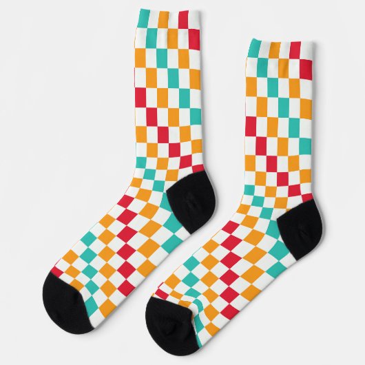 Cozy classroom diagonal checkerboard pattern ソックス (左)