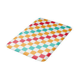 Cozy classroom diagonal checkerboard pattern バスマット