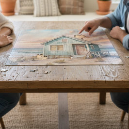 Cozy Coastal Cottage Beach House Watercolor  ジグソーパズル