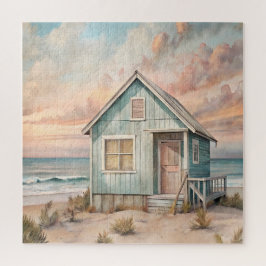 Cozy Coastal Cottage Beach House Watercolor  ジグソーパズル
