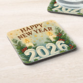 cozy coaster set for happy new year 2026 コースター (左側)