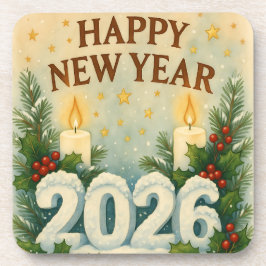 cozy coaster set for happy new year 2026 コースター