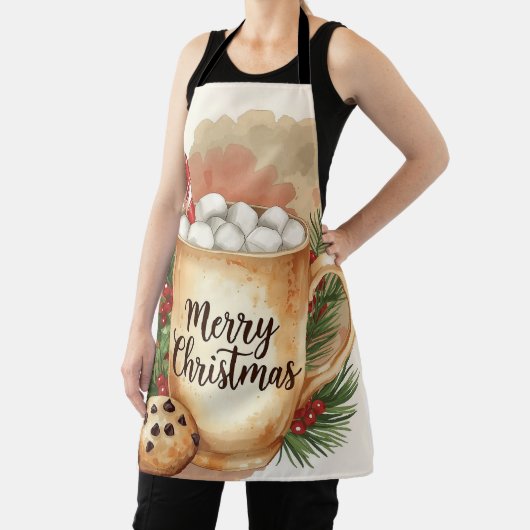Cozy cocoa merry Christmas cookie holly festive エプロン (インサイチュ)