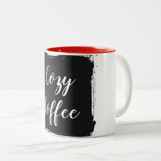 Cozy Coffee Aesthetic Script Two-Tone Ceramic Mug ツートーンマグカップ