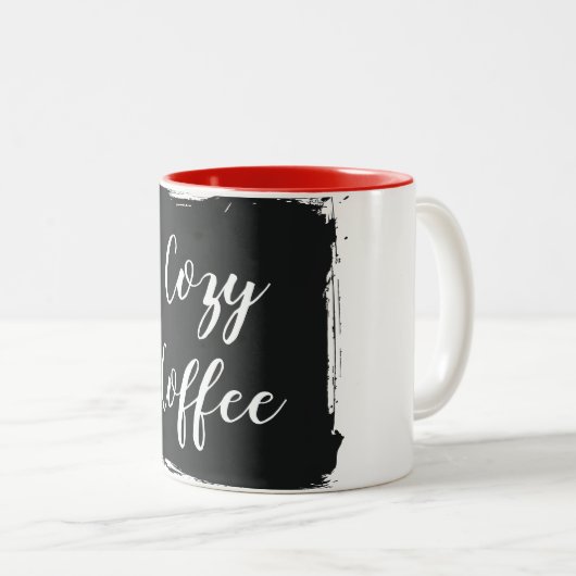 Cozy Coffee Aesthetic Script Two-Tone Ceramic Mug ツートーンマグカップ (正面右)