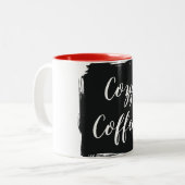 Cozy Coffee Aesthetic Script Two-Tone Ceramic Mug ツートーンマグカップ (正面左)