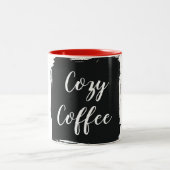 Cozy Coffee Aesthetic Script Two-Tone Ceramic Mug ツートーンマグカップ (中央)