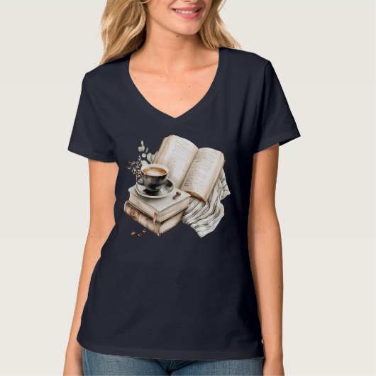 Cozy Coffee and Book Nook Tシャツ (正面)