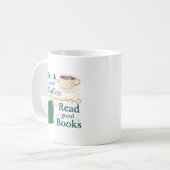 Cozy Coffee & Book Lover Vintage Quote Design コーヒーマグカップ (正面左)