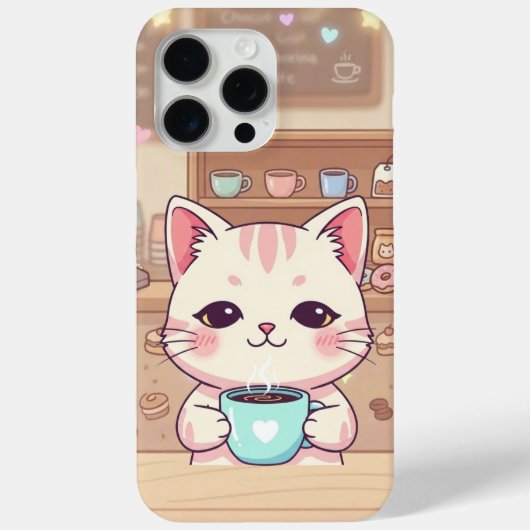 Cozy Coffee Cat - Starry Night iPhone 15 Pro Max Case-Mate iPhoneケース (裏面)