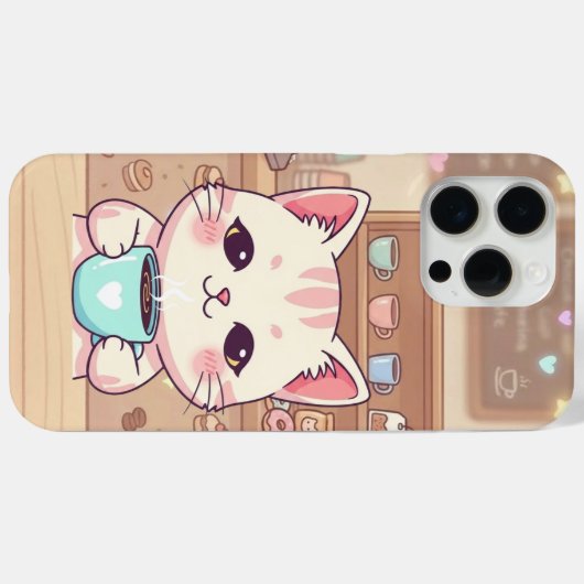 Cozy Coffee Cat - Starry Night iPhone 15 Pro Max Case-Mate iPhoneケース (裏面 (横))