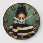 Cozy Coffee Lover Modern Minimalist Coffee Break ラージ壁時計 (正面)