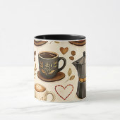 Cozy Coffee Time - Warm Aesthetic Seamless Pattern マグカップ (中央)