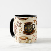 Cozy Coffee Time - Warm Aesthetic Seamless Pattern マグカップ (正面左)
