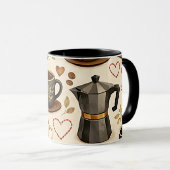 Cozy Coffee Time - Warm Aesthetic Seamless Pattern マグカップ (正面右)