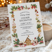 Cozy Cookie Exchange with Gingerbread House 招待状