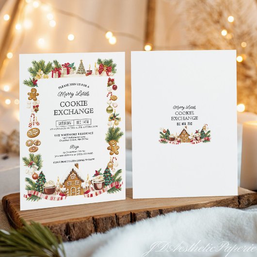 Cozy Cookie Exchange with Gingerbread House 招待状