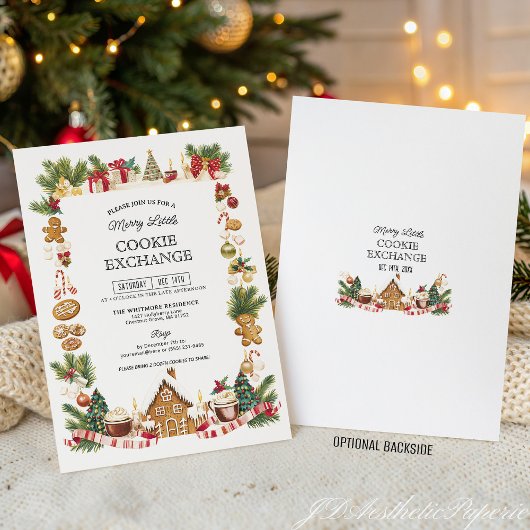 Cozy Cookie Exchange with Gingerbread House 招待状