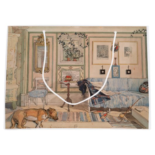 Cozy Corner (by Carl Larsson) ラージペーパーバッグ (正面)