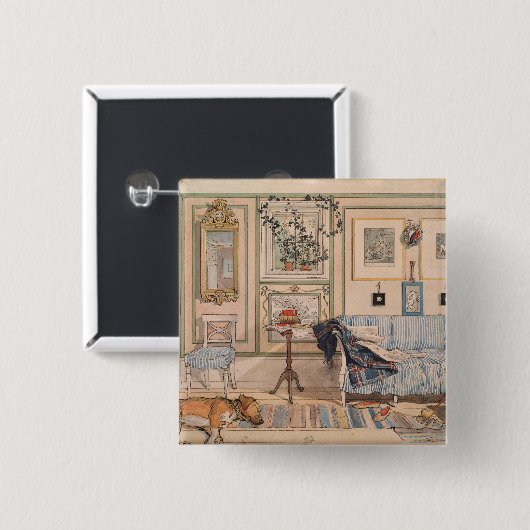 Cozy Corner (by Carl Larsson) 缶バッジ (正面&裏面)