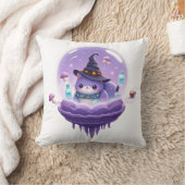 Cozy Cosmic Witch Cat Galaxy Throw Pillow クッション (ブランケット)