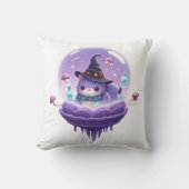 Cozy Cosmic Witch Cat Galaxy Throw Pillow クッション (正面)
