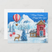 Cozy Cottage In Winter Wonderland ポストカード (正面/裏面)