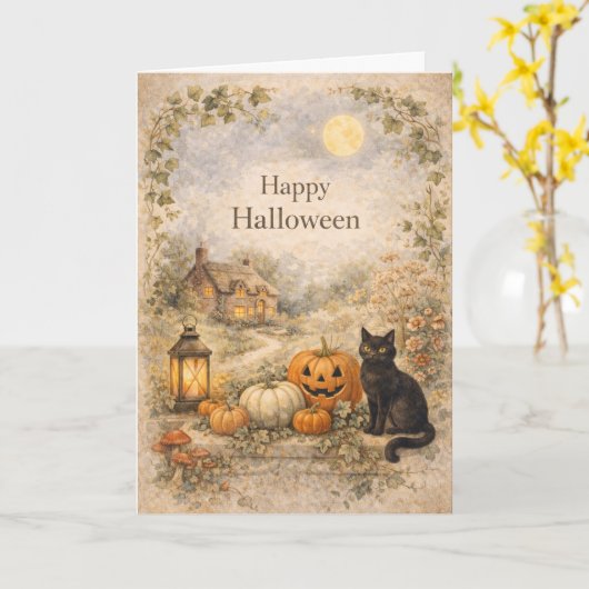 Cozy Cottage Vintage Halloween カード (黄色い花)