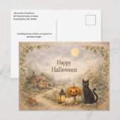Cozy Cottage Vintage Halloween シーズンポストカード (正面/裏面)