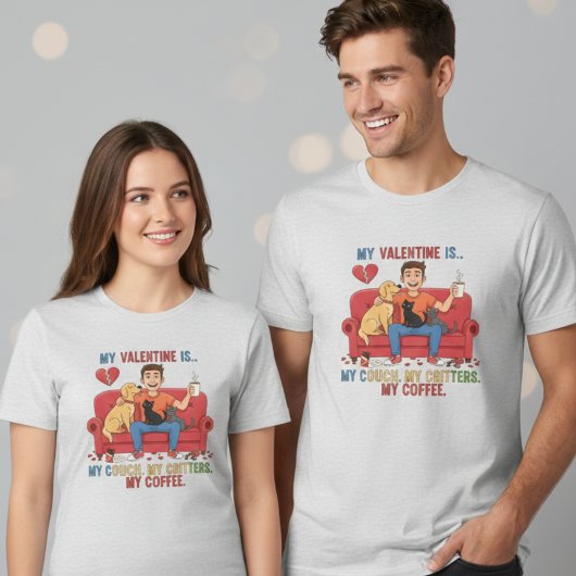 Cozy Couch Critters Coffee Valentine Lovers Gift トライブレンドＴシャツ