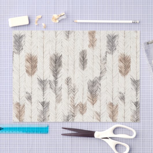 Cozy Cream Feathers Christmas 薄葉紙 (クラフト)