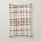 Cozy Cream Green Red Stripes アクセントクッション (正面(垂直))