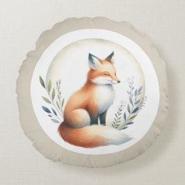 Cozy Critter - Fox Illustration  ラウンドクッション