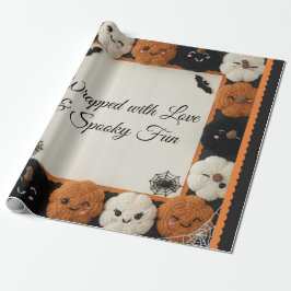 Cozy Crochet Pumpkin Halloween Wrapping Paper  ラッピングペーパー