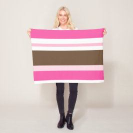 Cozy Custom Fleece Blanket Brown & Pink Stripe フリースブランケット