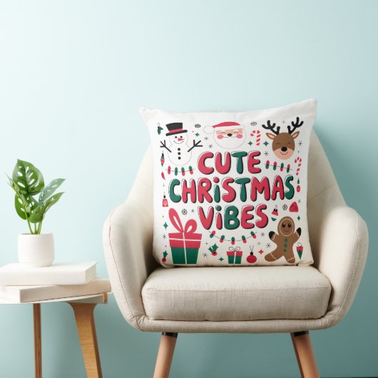 Cozy "Cute Christmas Vibes" Throw Pillow クッション (椅子)