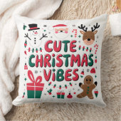 Cozy "Cute Christmas Vibes" Throw Pillow クッション (ブランケット)