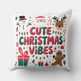 Cozy "Cute Christmas Vibes" Throw Pillow クッション